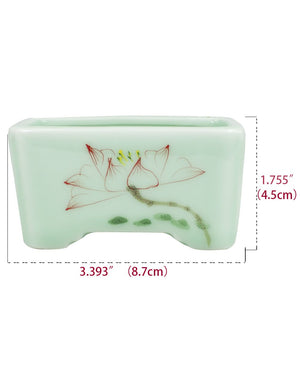  Celadon Glaze Lotus Hand Painted Porcelain Succulent Planter | Plant Pot Bonsai | Dahlia