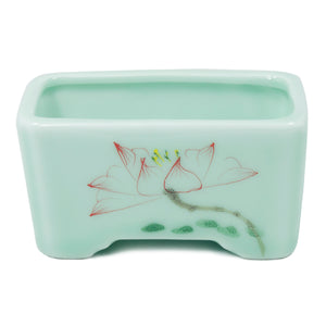  Celadon Glaze Lotus Hand Painted Porcelain Succulent Planter | Plant Pot Bonsai | Dahlia