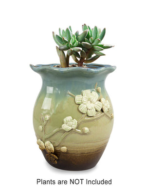  Tri Color Flower Ceramic Succulent Pot | Plant Pot Bonsai | Dahlia