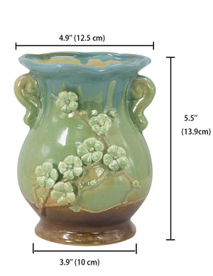 Tri Color Flower Ceramic Succulent Pot | Plant Pot Bonsai | Dahlia