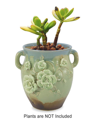  Tri Color Flower Ceramic Succulent Pot | Plant Pot Bonsai | Dahlia