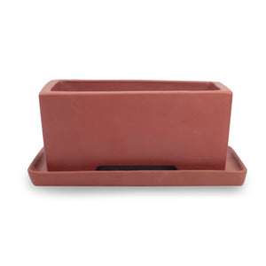  Rectangle Shaped Zisha Bonsai Pot w Saucer Brown |Plant Pot Bonsai | Dahlia