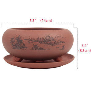 Valley Scene Zisha Succulent Planter with Saucer | Plant Pot | Dahlia