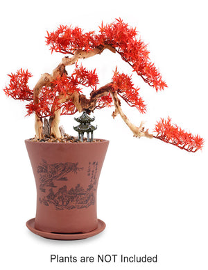  Mountain Home Zisha Succulent Pot w Saucer Brown | Plant Pot Bonsai | Dahlia
