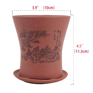  Mountain Home Zisha Succulent Pot w Saucer Brown | Plant Pot Bonsai | Dahlia