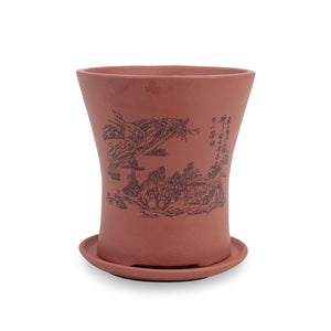 Mountain Home Zisha Succulent Pot w Saucer Brown | Plant Pot Bonsai | Dahlia
