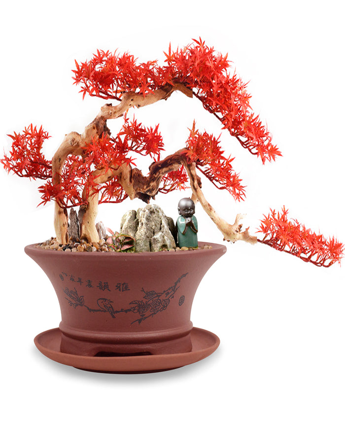 Bird on Branch Zisha Bonsai Pot (with saucer) | Plant Pot | Dahlia