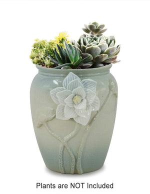  Blue White 3D Flower Ceramic Succulent Planter | Plant Pot Bonsai | Dahlia