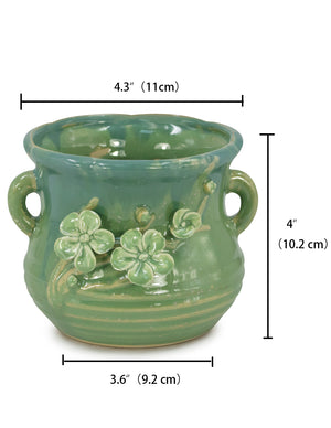  Tri Color Flower Ceramic Succulent Pot | Plant Pot Bonsai | Dahlia
