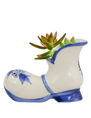  Blue White Shoe Ceramic Succulent Planter | Plant Pot Bonsai | Dahlia