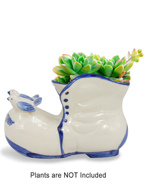  Blue White Shoe Ceramic Succulent Planter | Plant Pot Bonsai | Dahlia