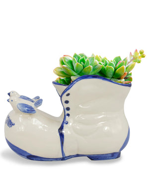  Blue White Shoe Ceramic Succulent Planter | Plant Pot Bonsai | Dahlia