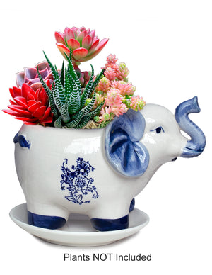  Vintage Ceramic Elephant Succulent Pot | Plant Pot Bonsai | Dahlia