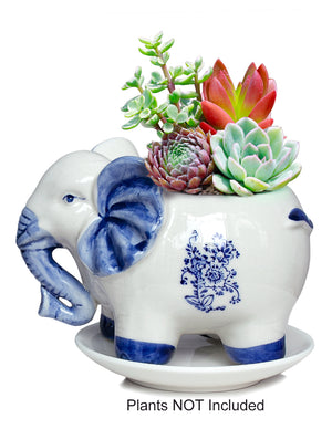  Vintage Ceramic Elephant Succulent Pot | Plant Pot Bonsai | Dahlia