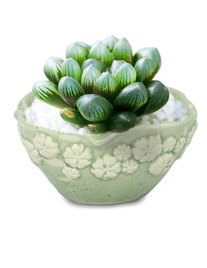  Embossed Floral Green Ceramic Succulent Planter | Plant Pot Bonsai | Dahlia