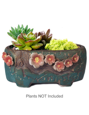 Vintage Floral Ceramic Succulent Planter | Plant Pot | Dahlia