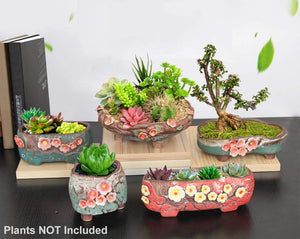 Vintage Floral Ceramic Succulent Planter | Plant Pot | Dahlia