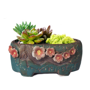 Vintage Floral Ceramic Succulent Planter | Plant Pot | Dahlia