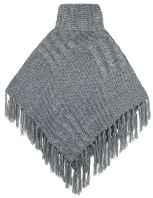 Knitted Poncho Super Thick Multi-pattern Turtleneck Cape