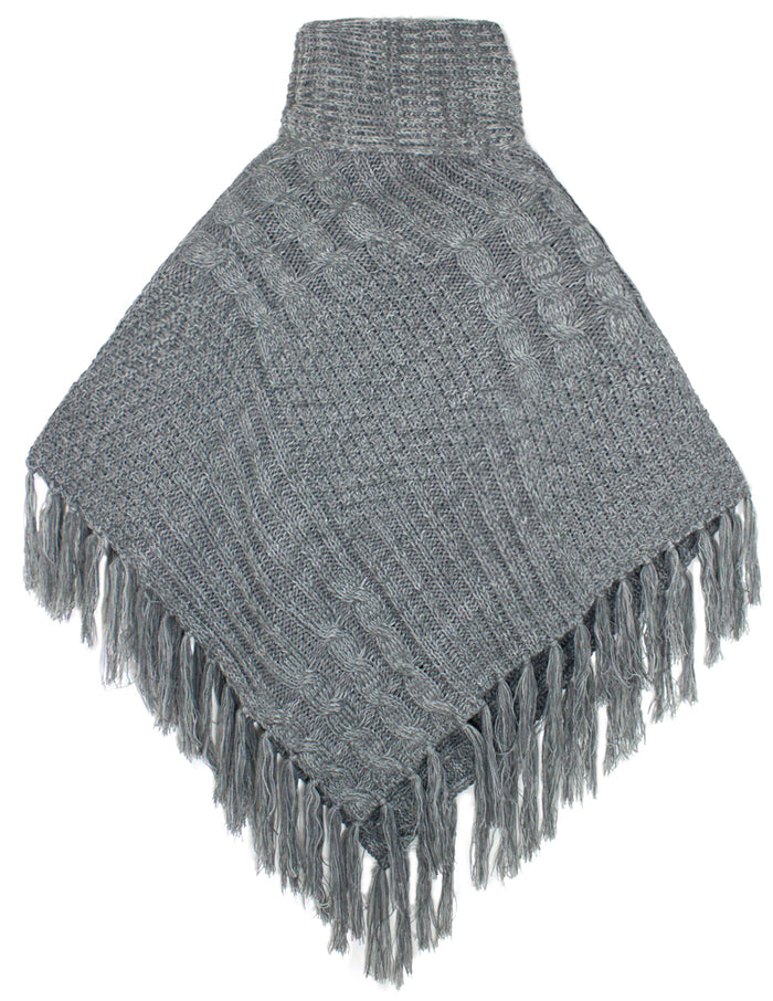 Knitted Poncho Super Thick Multi-pattern Turtleneck Cape