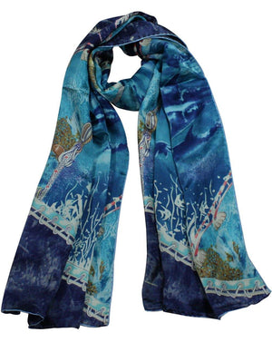 [product type] | 100% Luxury Long Silk Scarf - World Under the Sea | Dahlia