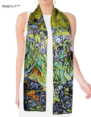 [product type] | 100% Luxury Long Silk Scarf - Van Gogh's Artwork | Dahlia