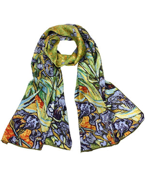 [product type] | 100% Luxury Long Silk Scarf - Van Gogh's Artwork | Dahlia