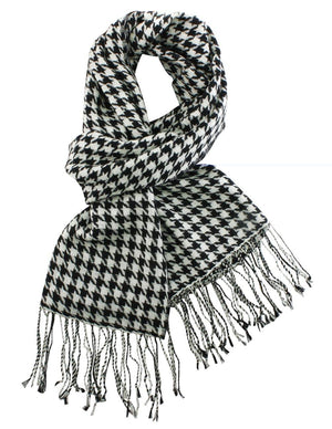 100% wool Scarfs Wraps and Shawls Houndstooth/Plaid Pattern - Dahlia