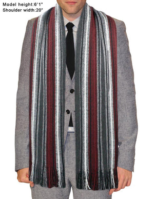 Men's Fashion Classic Colorful Stripes Beanie Hat Scarf Set