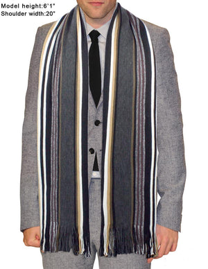 Men's Soft Warm and Long Winter Scarf Striped Knit