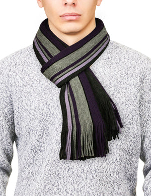 Men's Soft Warm and Long Winter Scarf Striped Knit