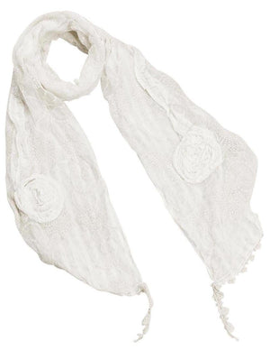 Cotton Lace Stitching Embroider Decorative Flowers Long Scarf Shawl