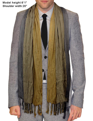 Men's Rayon Triple Color Layer Scrunch Long Scarf - Copper Gray