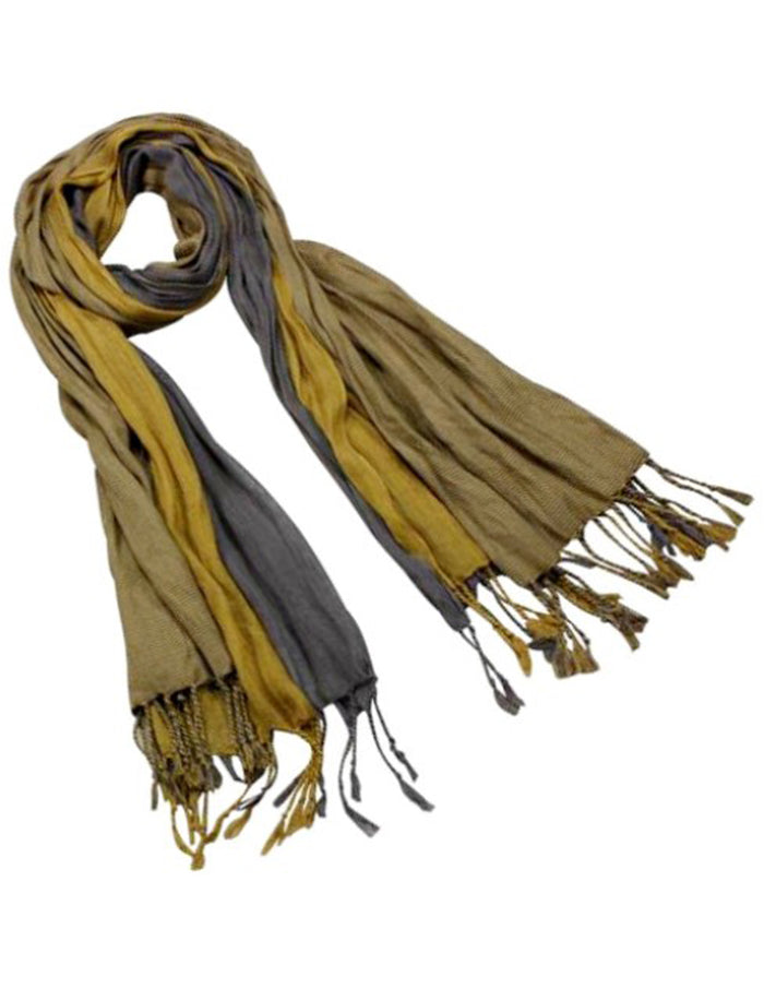 Men's Rayon Triple Color Layer Scrunch Long Scarf - Copper Gray