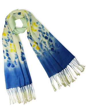 Wool Blend Scarfs, Wraps, and Shawls, Hand Painted Flowers