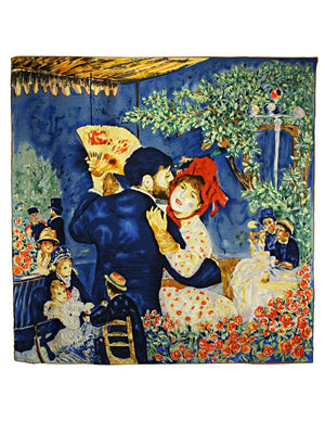 100% Luxury Square Silk Scarf - Pierre-Auguste Renoir Painting - Dahlia