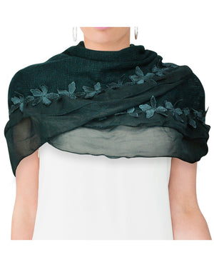 Fashion Carefree Chiffon Flowers Edge Knitted Long Scarf
