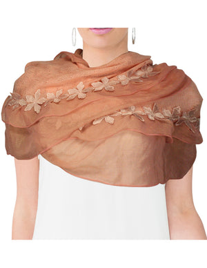Fashion Carefree Chiffon Flowers Edge Knitted Long Scarf