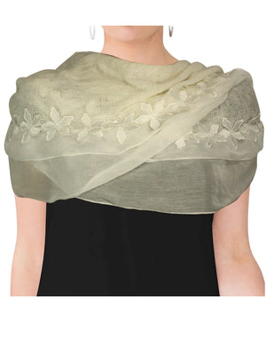 Fashion Carefree Chiffon Flowers Edge Knitted Long Scarf