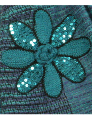 Fashion Knitted Sequined Flowers Tassels Ends Long Scarf Shawl