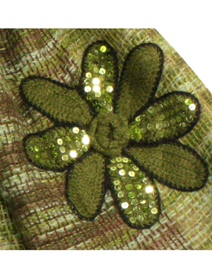Fashion Knitted Sequined Flowers Tassels Ends Long Scarf Shawl