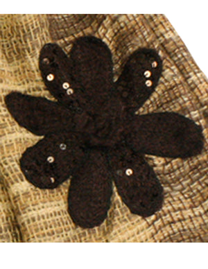 Fashion Knitted Sequined Flowers Tassels Ends Long Scarf Shawl