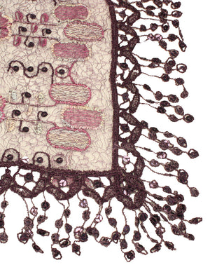Hand Embroidered Lace Geometric Flower Patterns Beaded Sequins Long Scarf