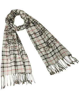 Classic Plaids Solid Swing Vine Flower Imprint Long Scarf Shawl