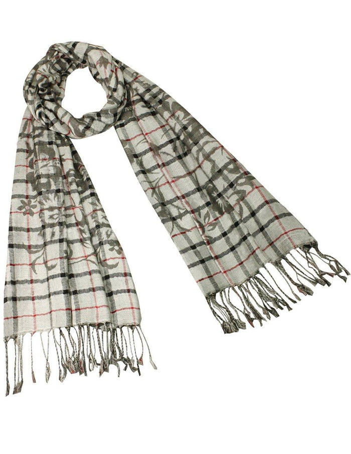 Classic Plaids Solid Swing Vine Flower Imprint Long Scarf Shawl