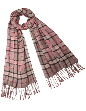 Classic Plaids Solid Swing Vine Flower Imprint Long Scarf Shawl