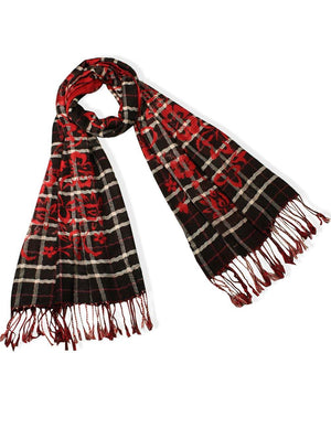 Classic Plaids Solid Swing Vine Flower Imprint Long Scarf Shawl
