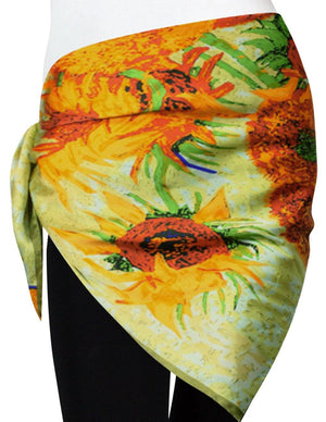 [product type] | 100% Luxury Square Silk Scarf - Van Gogh's Artwork | Dahlia