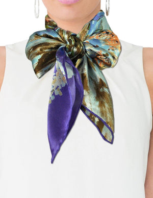 [product type] | 100% Luxury Square Silk Scarf - Van Gogh's Artwork | Dahlia