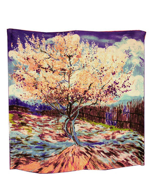 [product type] | 100% Luxury Square Silk Scarf - Van Gogh's Artwork | Dahlia